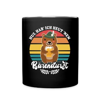 Bier Bierliebhaber Bär - Tasse einfarbig - Schwarz - Vorne