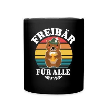 Bier Bierliebhaber Bär Biersprüche Freibär - Tasse einfarbig - Schwarz - Vorne