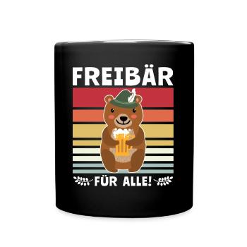 Bier Bierliebhaber Bär Biersprüche - Tasse einfarbig - Schwarz - Vorne