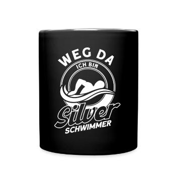 Silber Schwimmer Prüfung Silber Schwimmabzeichen - Tasse einfarbig - Schwarz - Vorne