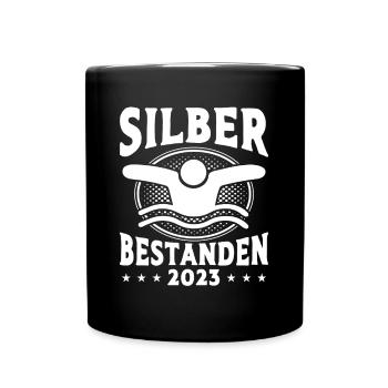 Silber Schwimmer Prüfung Silber Schwimmabzeichen - Tasse einfarbig - Schwarz - Vorne
