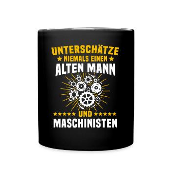 Maschinist Sprüche Maschinenführer - Tasse einfarbig - Schwarz - Vorne