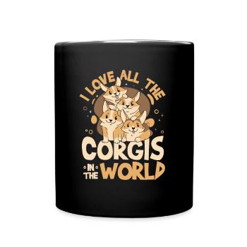 Ich liebe alle Corgis der Welt - Tasse einfarbig - Schwarz - Vorne