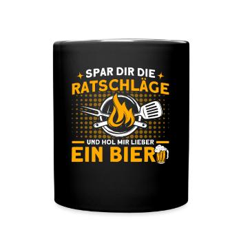 Hol Mir Lieber Ein Bier BBQ Grillmeister Spruch - Tasse einfarbig - Schwarz - Vorne