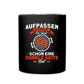 Aufpassen Du Musst BBQ Grillmeister Spruch - Tasse einfarbig - Schwarz - Vorne