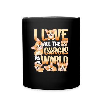 Ich liebe alle Corgis der Welt - Tasse einfarbig - Schwarz - Vorne