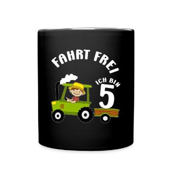 Trecker Geburtstagsmotiv 5 Jahre Jungen Geschenk - Tasse einfarbig - Schwarz - Vorne