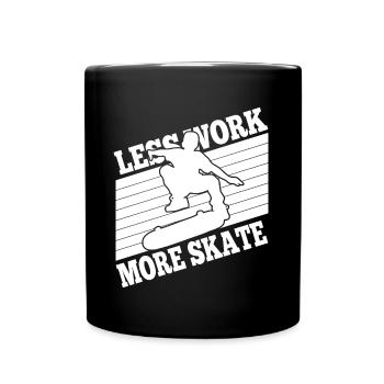 Skateboarding Less Work More Skate Gift Idea - Full Colour Mug - black - Front