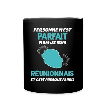Humour Reunion citation Réunionnais - Mug uni - noir - Devant