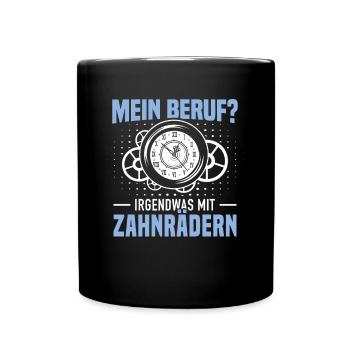 Uhrmacher Beruf Zahnräder Feinmechaniker Geschenk - Tasse einfarbig - Schwarz - Vorne