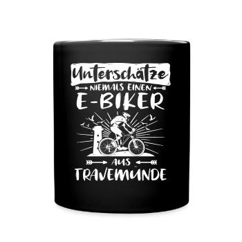 Ebike Travemünde Ebiking Travemuende E-Biker - Tasse einfarbig - Schwarz - Vorne