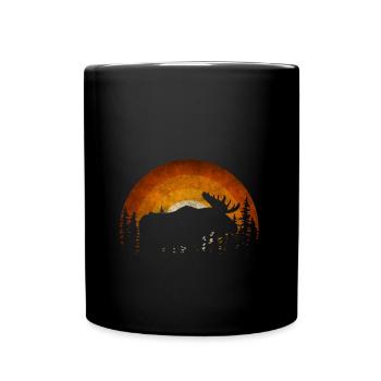 Moose and a sunset - Full Colour Mug - black - Front