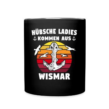 Stadt Wismar Sprüche Wismarer - Tasse einfarbig - Schwarz - Vorne