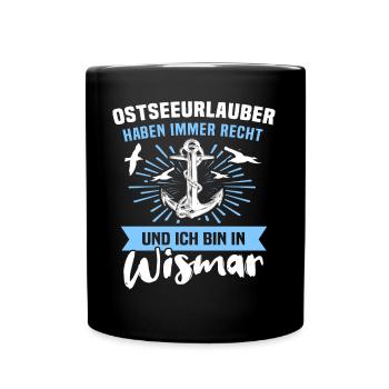 Stadt Wismar Sprüche Wismarer - Tasse einfarbig - Schwarz - Vorne