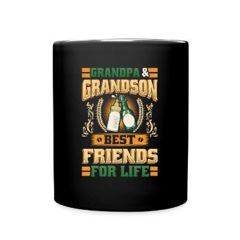Opa und Enkel, Beste Freunde fürs Leben. - Tasse einfarbig - Schwarz - Vorne