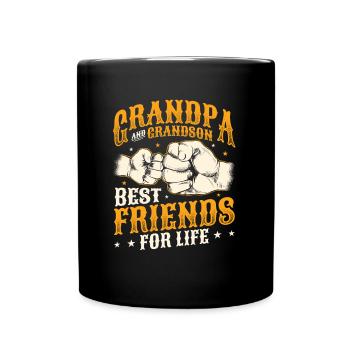 Opa und Enkel, Beste Freunde fürs Leben. - Tasse einfarbig - Schwarz - Vorne