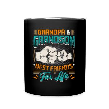 Opa und Enkel, Beste Freunde fürs Leben. - Tasse einfarbig - Schwarz - Vorne