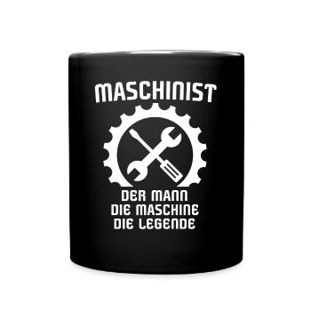 Maschinist Sprüche Maschinenführer - Tasse einfarbig - Schwarz - Vorne