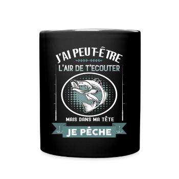 Homme pêcheur La Pêche est Dans Ma Tête - Mug uni - noir - Devant