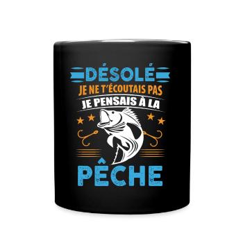 Pêcheur Homme Humour Papa Papy - Mug uni - noir - Devant
