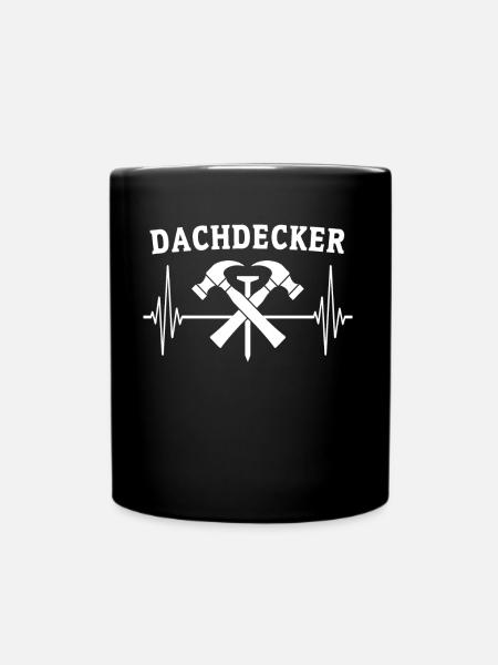 Dachdecker EKG Dachdecken Herzlinie - Tasse einfarbig - Schwarz