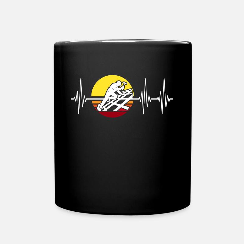 Ligne de cœur de toiture ECG de couvreur - Mug uni - noir