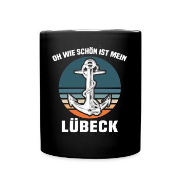 Lübeck Sprüche Hansestadt Luebeck - Tasse einfarbig - Schwarz - Vorne