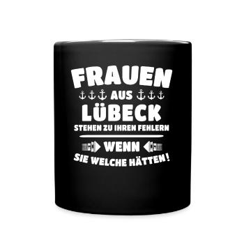 Lübeck Sprüche Hansestadt Luebeck - Tasse einfarbig - Schwarz - Vorne