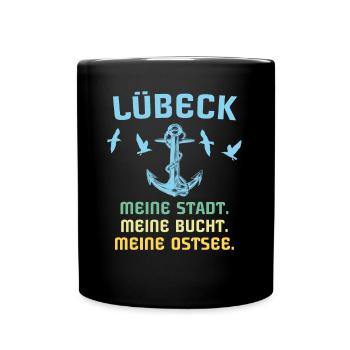 Lübeck Sprüche Hansestadt Luebeck - Tasse einfarbig - Schwarz - Vorne