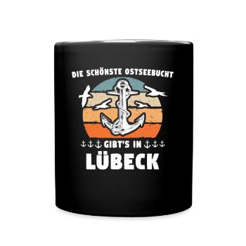 Lübeck Sprüche Hansestadt Luebeck - Tasse einfarbig - Schwarz - Vorne