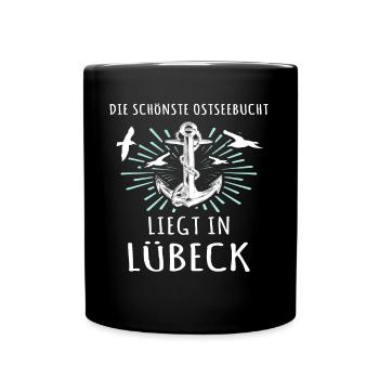Lübeck Sprüche Hansestadt Luebeck - Tasse einfarbig - Schwarz - Vorne