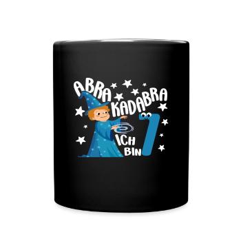7 ans Garçon Cadeau Magicien Motif d’anniversaire - Mug uni - noir - Devant