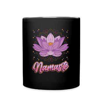 Yoga Meditation Lotus Flower Namaste - Full Colour Mug - black - Front