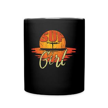 Stand Up Paddling Damen SUP Girl Geschenk - Tasse einfarbig - Schwarz - Vorne