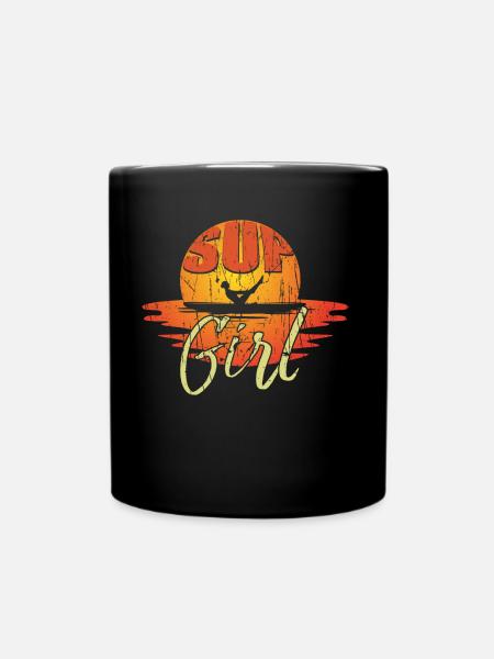 Stand Up Paddling Ladies SUP Girl Gift - Full Colour Mug - black