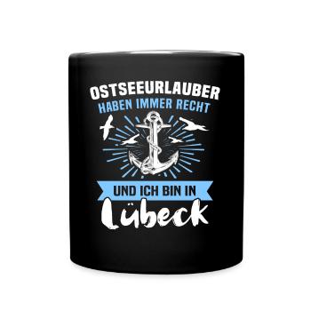 Lübeck Ostsee Lübecker Sprüche - Tasse einfarbig - Schwarz - Vorne