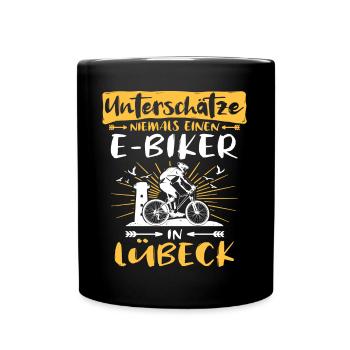 Ebike Lübeck Ebiking Lübecker E-Biker - Tasse einfarbig - Schwarz - Vorne