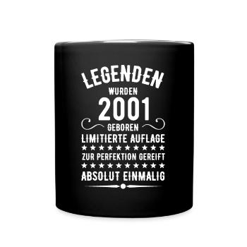 Legende 2001 21. Geburtstag Geschenk - Tasse einfarbig - Schwarz - Vorne