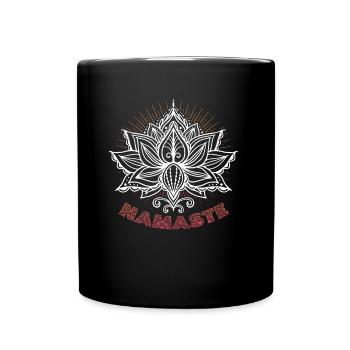Yoga Meditation Lotus Flower Namaste Yoga - Full Colour Mug - black - Front