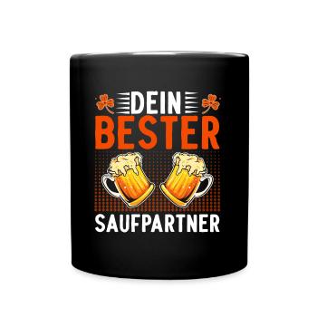 Saufpartner Trinker Spruch Lustig Bierliebhaber - Tasse einfarbig - Schwarz - Vorne