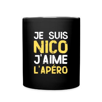 Idee Cadeau Nicolas Humour Apero - Mug uni - noir - Devant