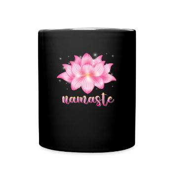 Yoga Meditation Lotus Flower Namaste Yoga - Full Colour Mug - black - Front