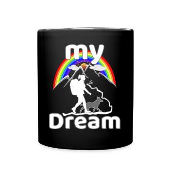 the dream dog with wife hiking - Full Colour Mug - black - Front