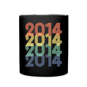 Cool Retro 2014, 9 Years Old, 9th Birthday Kids - Full Colour Mug - black - Front