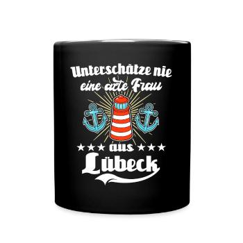 Lübeck Ostsee Lübecker Sprüche - Tasse einfarbig - Schwarz - Vorne