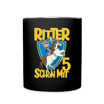 5 Jahre Jungen Ritter Geburtstagsmotiv Geschenk - Tasse einfarbig - Schwarz - Vorne