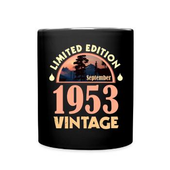 September 1953 - Geburtstagsgeschenk, Vintage - Tasse einfarbig - Schwarz - Vorne