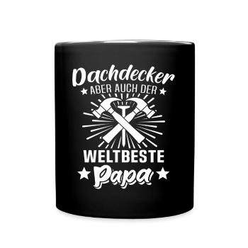 Dachdecker Papa - Tasse einfarbig - Schwarz - Vorne