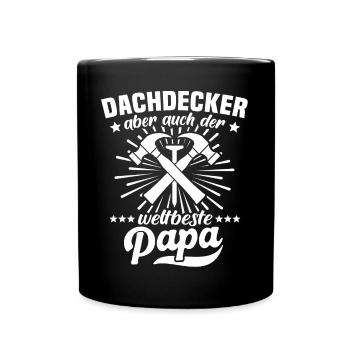 Dachdecker Papa - Tasse einfarbig - Schwarz - Vorne