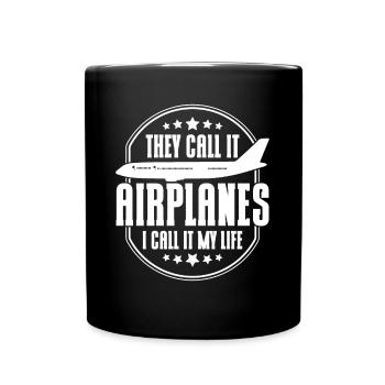 Flugzeug Pilot Flugzeuge Flugzeug Landung Geschenk - Tasse einfarbig - Schwarz - Vorne